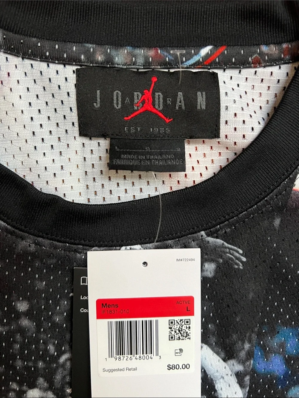 Jordan Black All-Over Michael Jordan Basketball Graphic Long-Sleeve Top